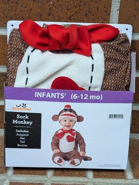 Celebrate! Sock Monkey Infant Costume - 6-12 months - NIP